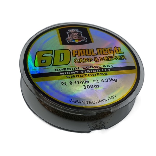 Monofilament fishing line, Regal Fish, 6D, 300 m, diameter 0.17 mm, 4.33 kg, camouflage color